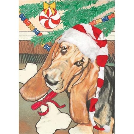 PIPSQUEAK PRODUCTIONS Pipsqueak Productions C420 Basset Hound Bone Christmas Boxed Cards - Pack of 10 C420
